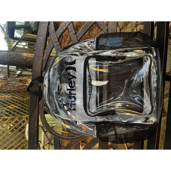 Hurley Clear Backpack Unisex One Size Transparent School Bag Black Trim New Tags - Picture 1 of 4